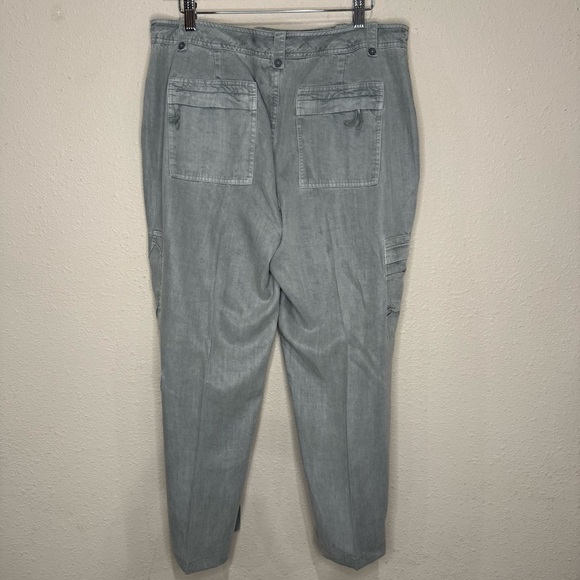Sundance Evenfall Cargo Pants Drawstring Zippers Tencel Lt Grey Women’s Size 12P - Picture 2 of 16